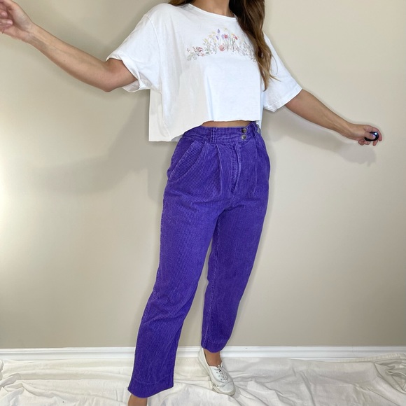 Vintage Purple High Waist Corduroy Pants (XS/S) - Picture 2 of 5